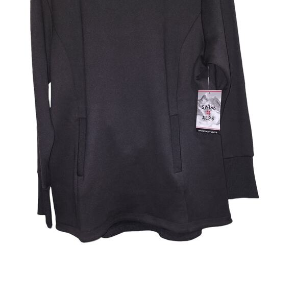 Swiss Alps Tunic Sweater Black Faux Fur Long Sleeves Pockets Size Large - Picture 7 of 9